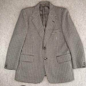 Vintage St Michael 100% Cashmere Brown Houndstooth Sports Jacket 42S